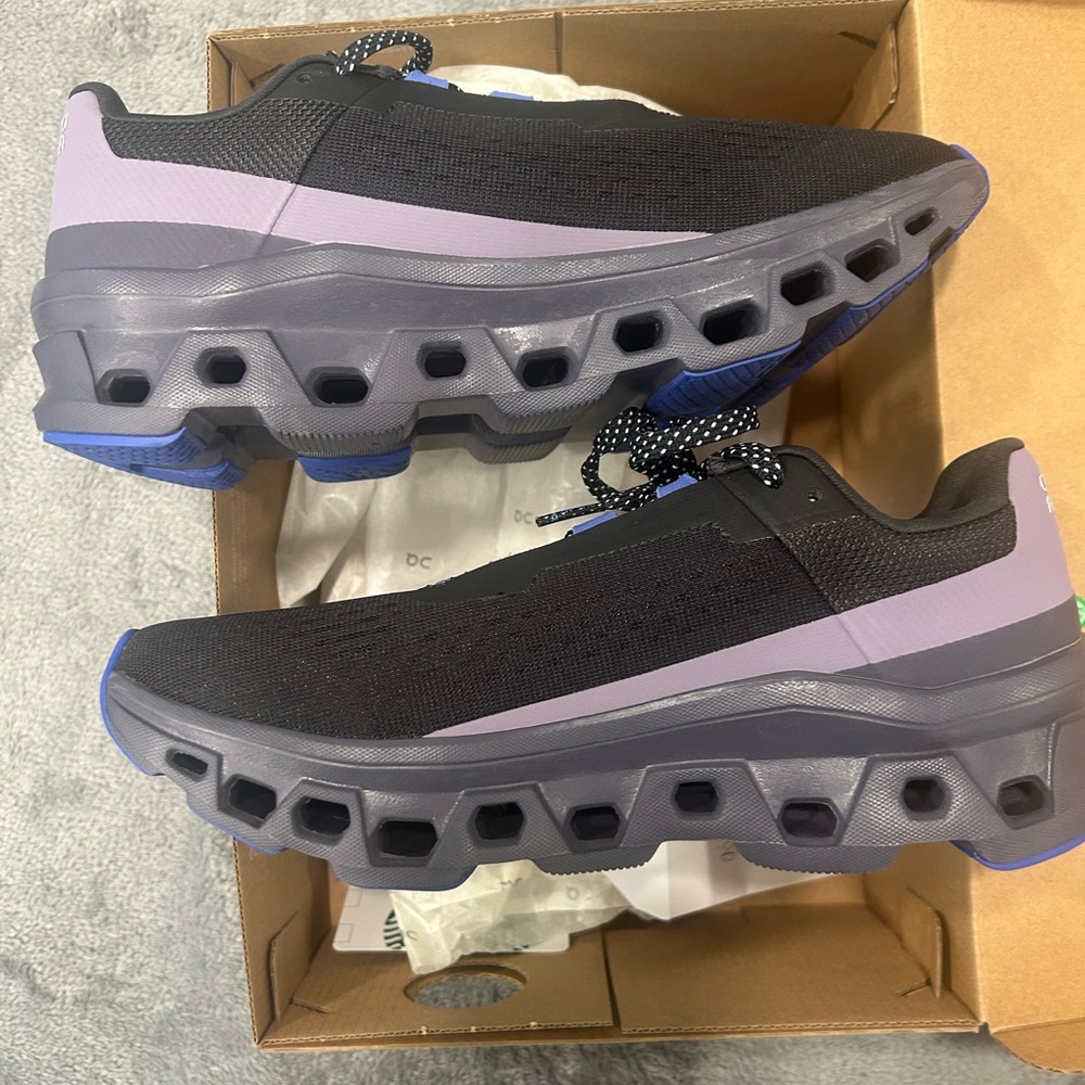 On Running Black and Purple Athletic Shoes